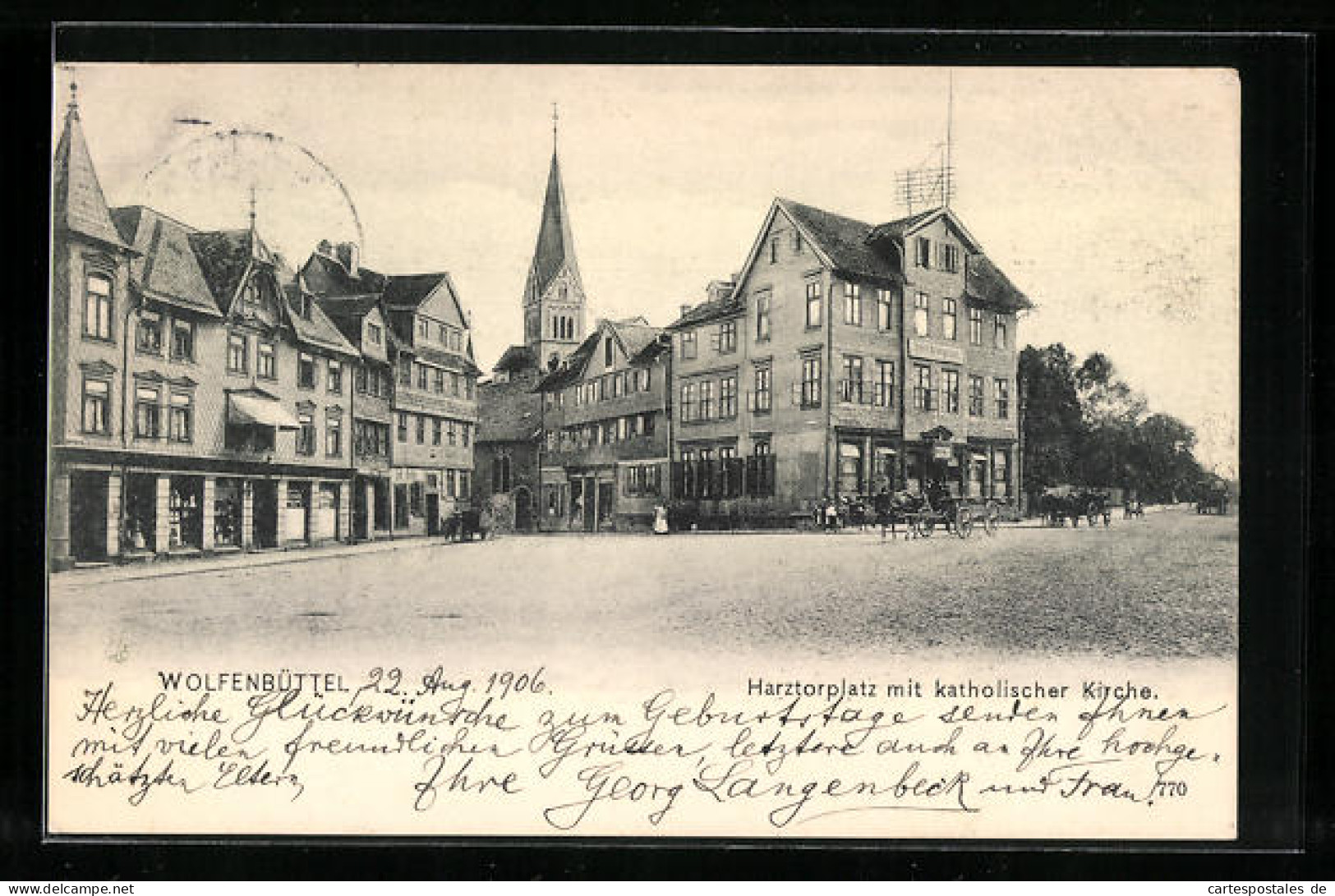 AK Wolfenbüttel, Harztorplatz Mit Katholischer Kirche, Hotel Kronprinz  - Wolfenbüttel