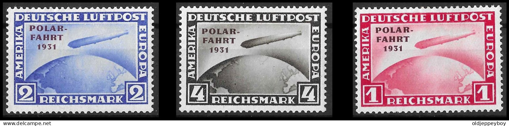 GERMANY DR 456-458, Yvert Poste Aérienne N° 40/42 Postfrisch *,MLH FULL GUM , Zeppelin-Marken Polar-Fahrt 1931 SIGNED VF - Posta Aerea & Zeppelin