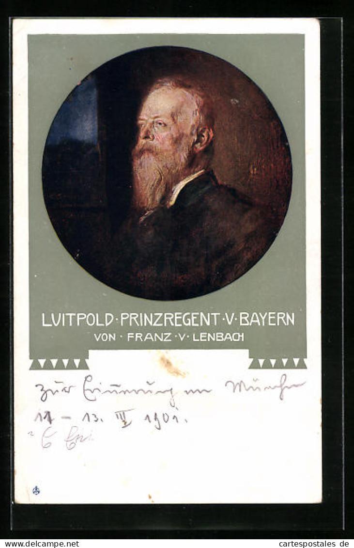 Künstler-AK Prinzregent Luitpold Auf Einem Bild Von Franz V. Lenbach  - Königshäuser