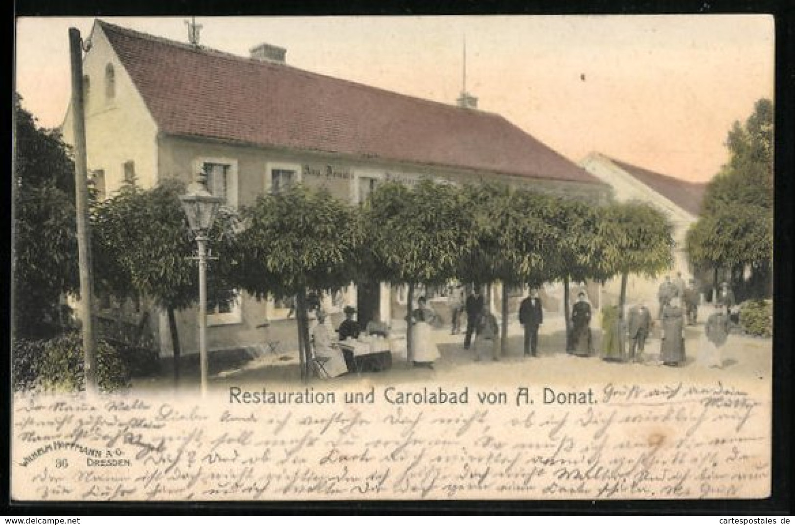 AK Bad Oppelsdorf, Restauration Und Carolabad Von A. Donat  - Sudeten