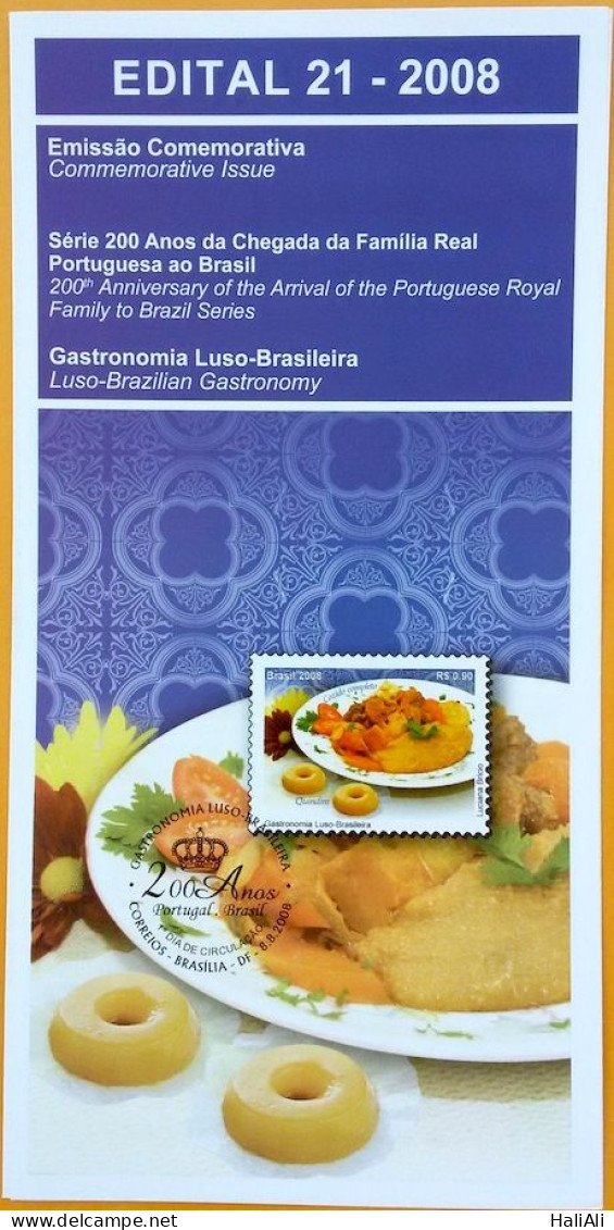 Brochure Brazil Edital 2008 21 Gastronomy Portugal Without Stamp - Lettres & Documents