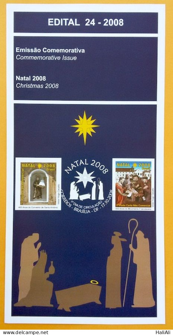 Brochure Brazil Edital 2008 24 Christmas Religion Without Stamp - Cartas & Documentos