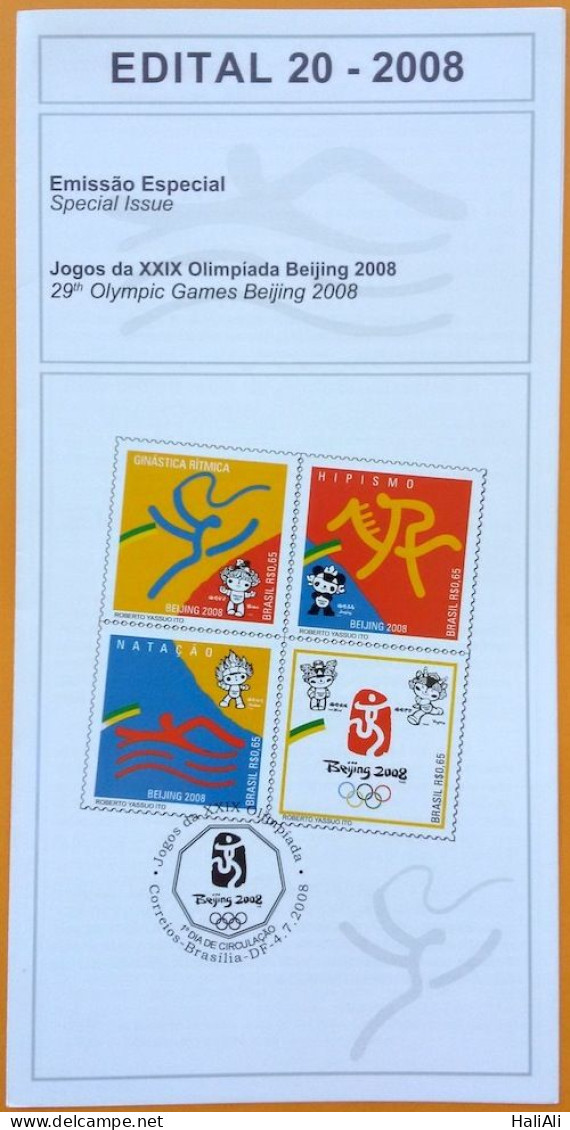 Brochure Brazil Edital 2008 20 Beijing Olympic Games China Sport Without Stamp - Covers & Documents