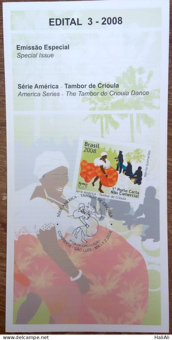 Brochure Brazil Edital 2008 03 Creole Drum Africa Music Without Stamp - Lettres & Documents