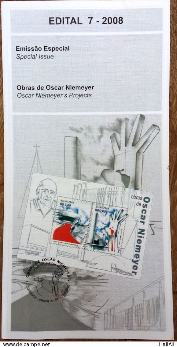 Brochure Brazil Edital 2008 07 Oscar Niemeyer Architecture Without Stamp - Covers & Documents