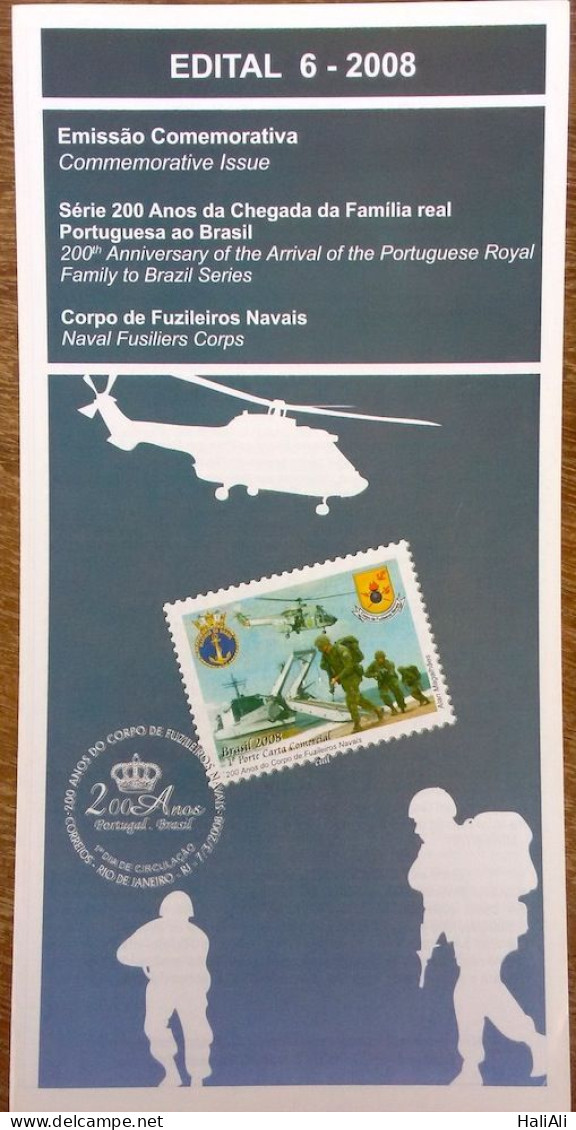 Brochure Brazil Edital 2008 06 Helicopter Military Ship Marines Without Stamp - Covers & Documents