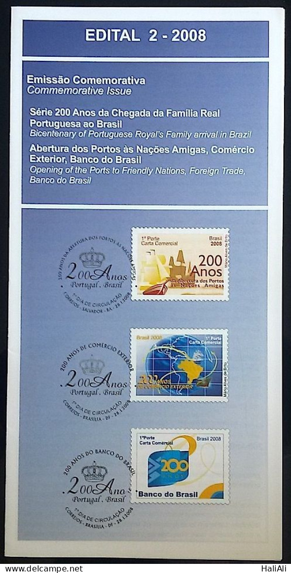 Brochure Brazil Edital 2008 02 Portugal Ship Ports Banco Do Brasil Without Stamp - Covers & Documents