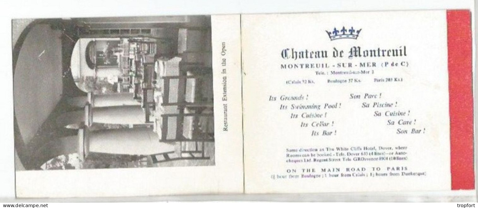 CARTE De Visite PUBLICITAIRE ANCIENNE  CHATEAU DE MONTREUIL   Pub MONTREUIL SUR MER - Tarjetas De Visita