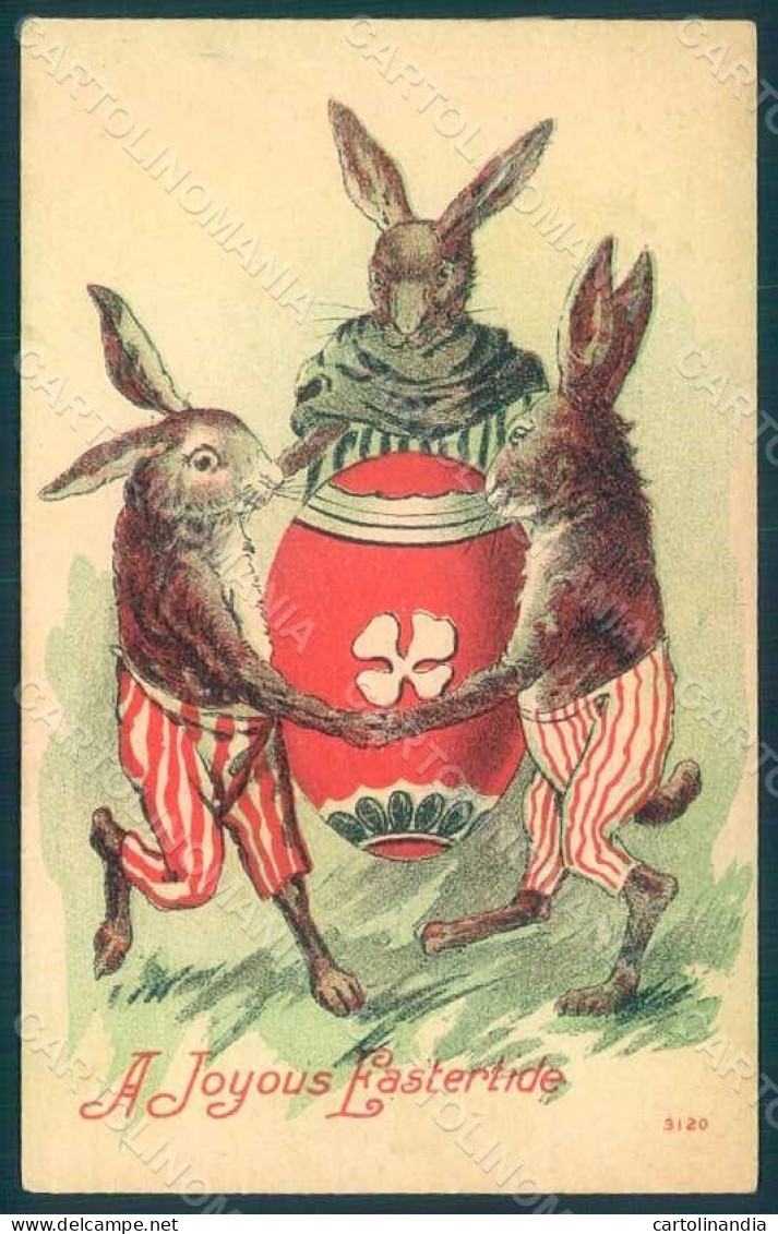 Greetings Easter Anthropomorphic Dressed Hare Egg S. 3120 Postcard HR0356 - Other & Unclassified