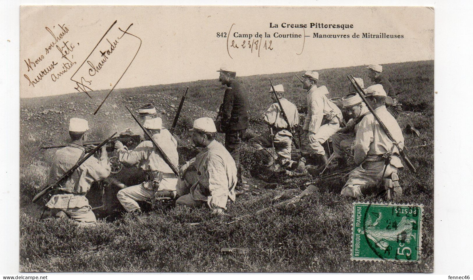 LA CREUSE PITTORESQUE - Camp De COURTINE - Manœuvres De Mitrailleuses - Animée -1912 (K54) - Manoeuvres