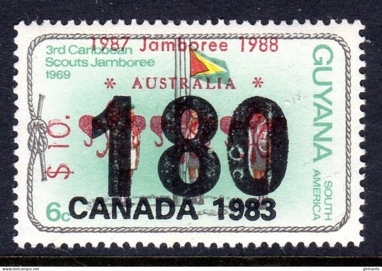 GUYANA - 1988 $10 ON 180 ON CANADA 1983 AUSTRALIA JAMBOREE OVERPRINT FINE MNH ** SG 2268 - Guyane (1966-...)