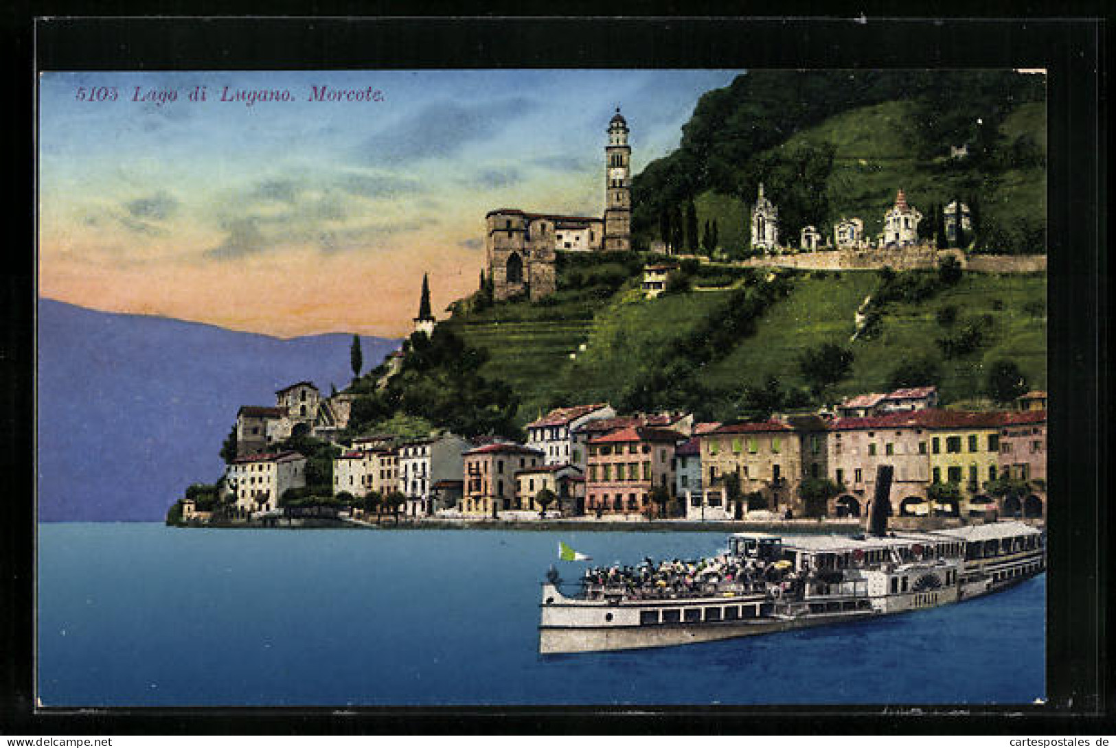 AK Morcote /Lago Di Lugano, Ortsansicht Mit Ausflugsdampfer  - Morcote