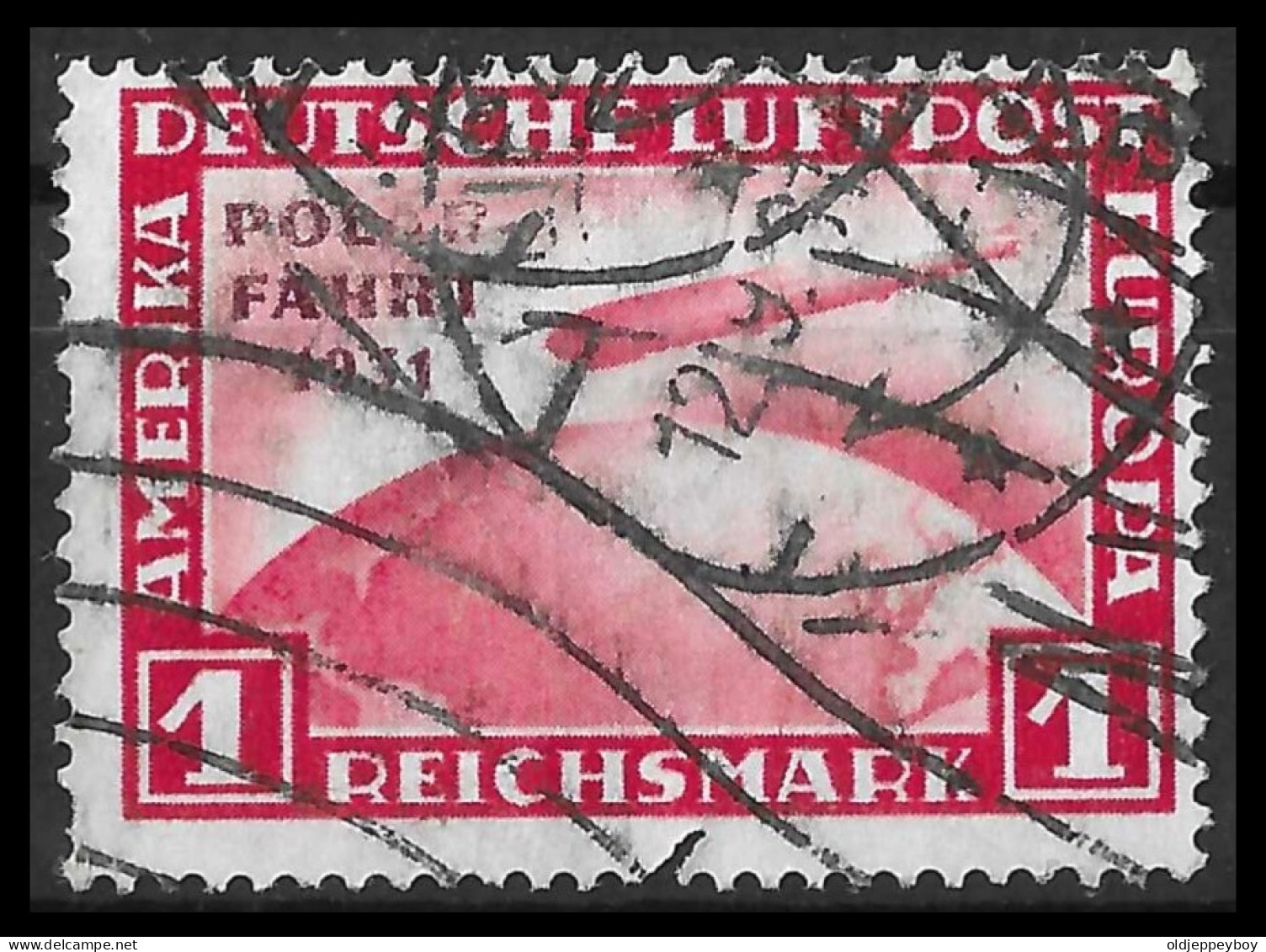 GERMANY Stamp GERMANY ZEPPELIN 1931 POLAR-FAHRT 1RM Sc#C40 ,Mi.456 USED - Posta Aerea & Zeppelin