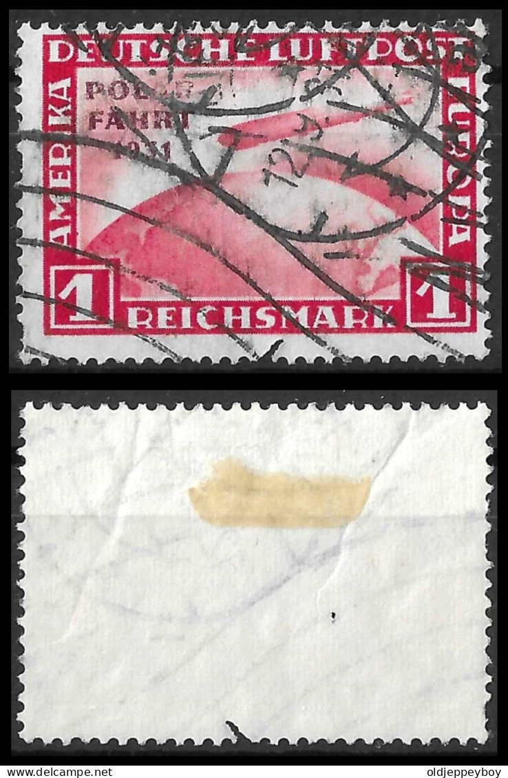 GERMANY Stamp GERMANY ZEPPELIN 1931 POLAR-FAHRT 1RM Sc#C40 ,Mi.456 USED - Airmail & Zeppelin