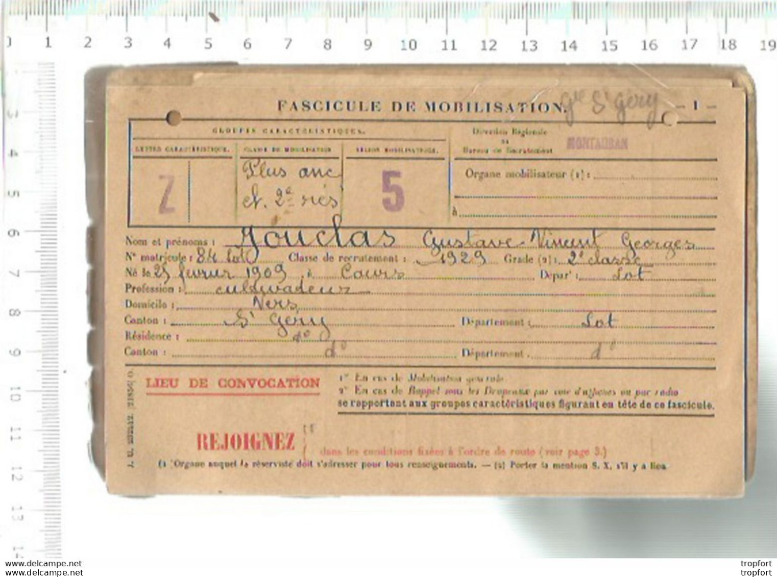 Livret MILITAIRE  JOUCLAS Cahors 1929 // Ners Saint Gery LOT // Militaria Guerre WAR - Documentos