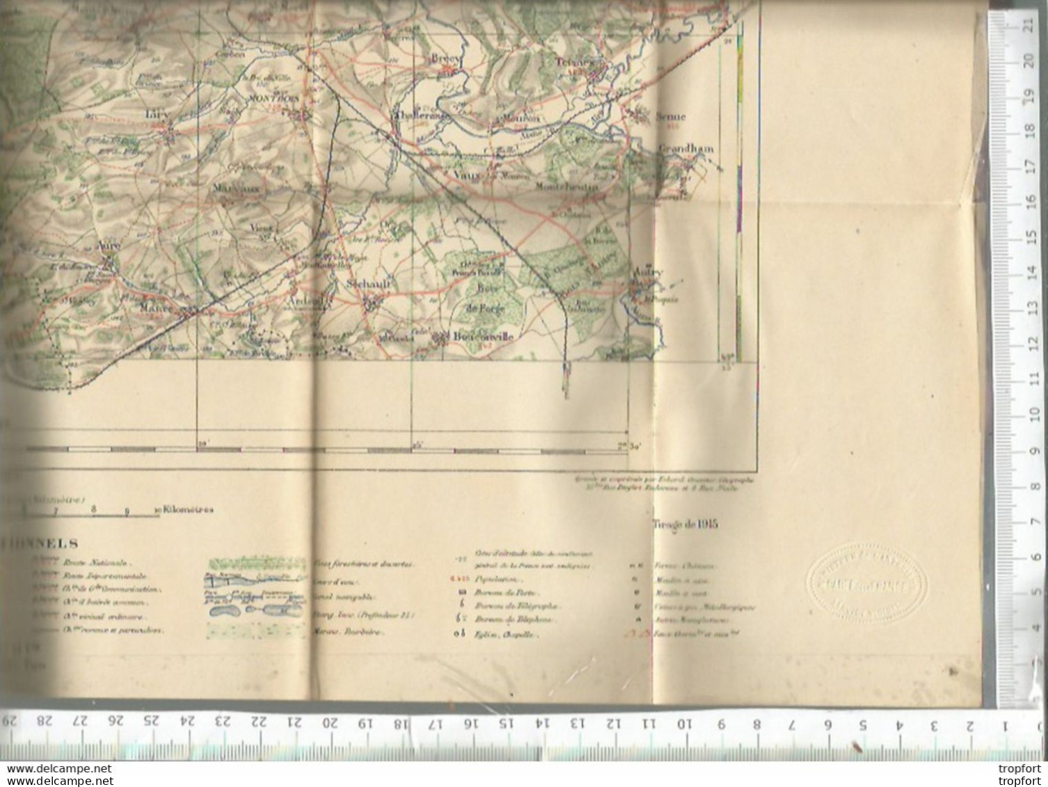 Carte Ministère Intérieur Tirage 1915 VOUZIERS Carte Au 1/100 000  Carte De Poche Plan - Cartes Géographiques
