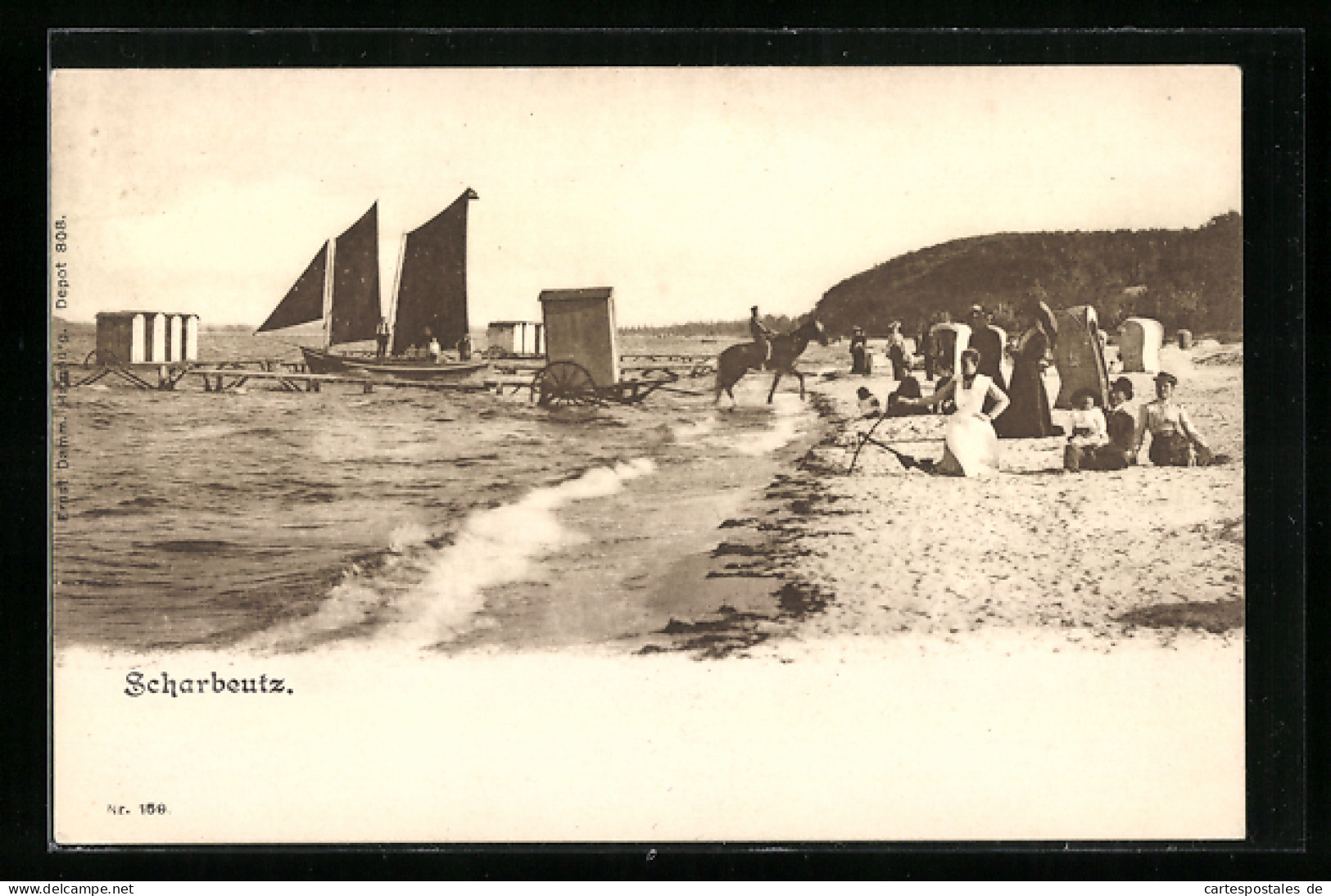 AK Scharbeutz / Ostseebad, Strand Mit Segelboot Und Badegästen  - Scharbeutz