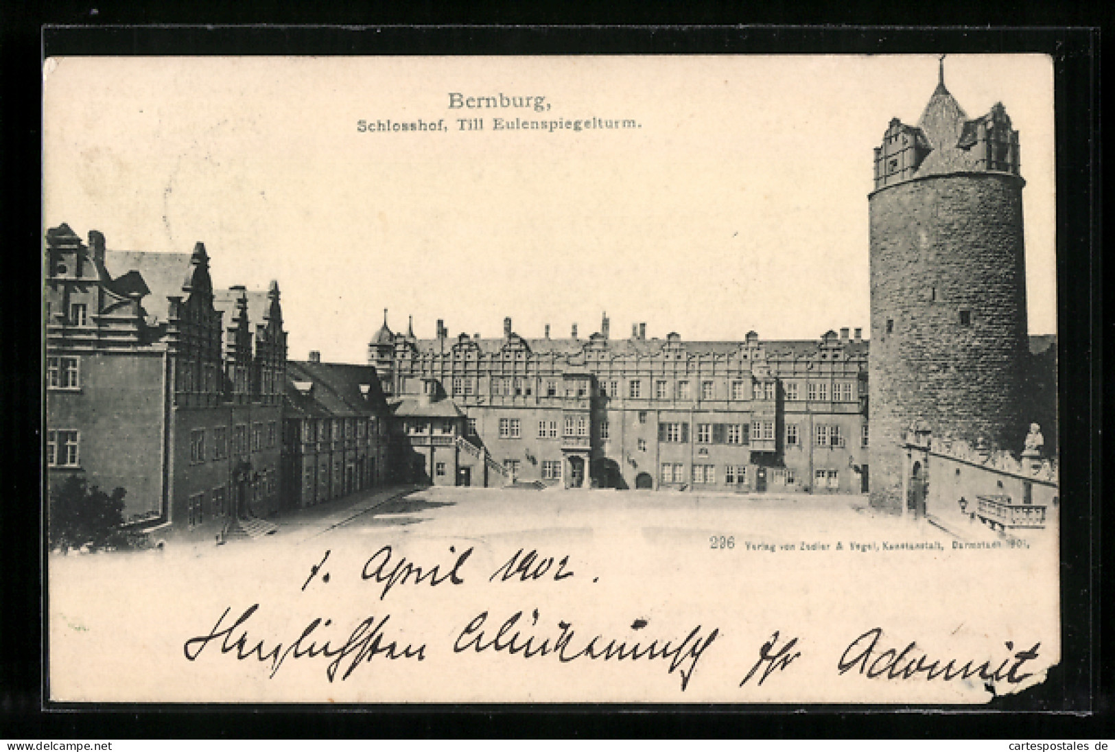 AK Bernburg, Schlosshof Mit Till Eulenspiegelturm  - Bernburg (Saale)