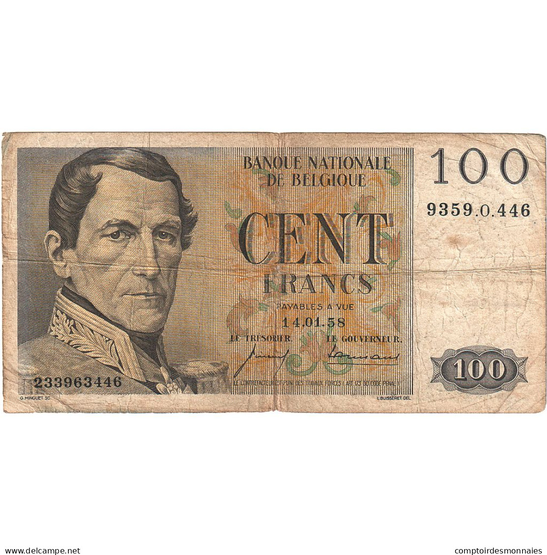 Belgique, 100 Francs, TB - 100 Frank