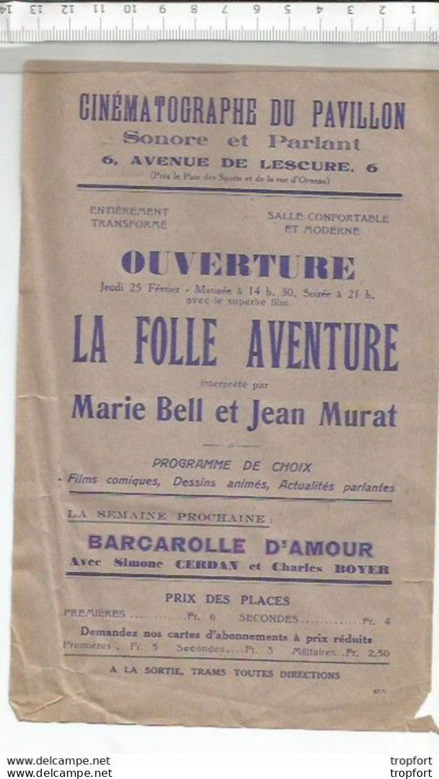 Old French Movie Program // Affichette Programme Cinéma // Cinématographe Du Pavillon 1932 - Programas