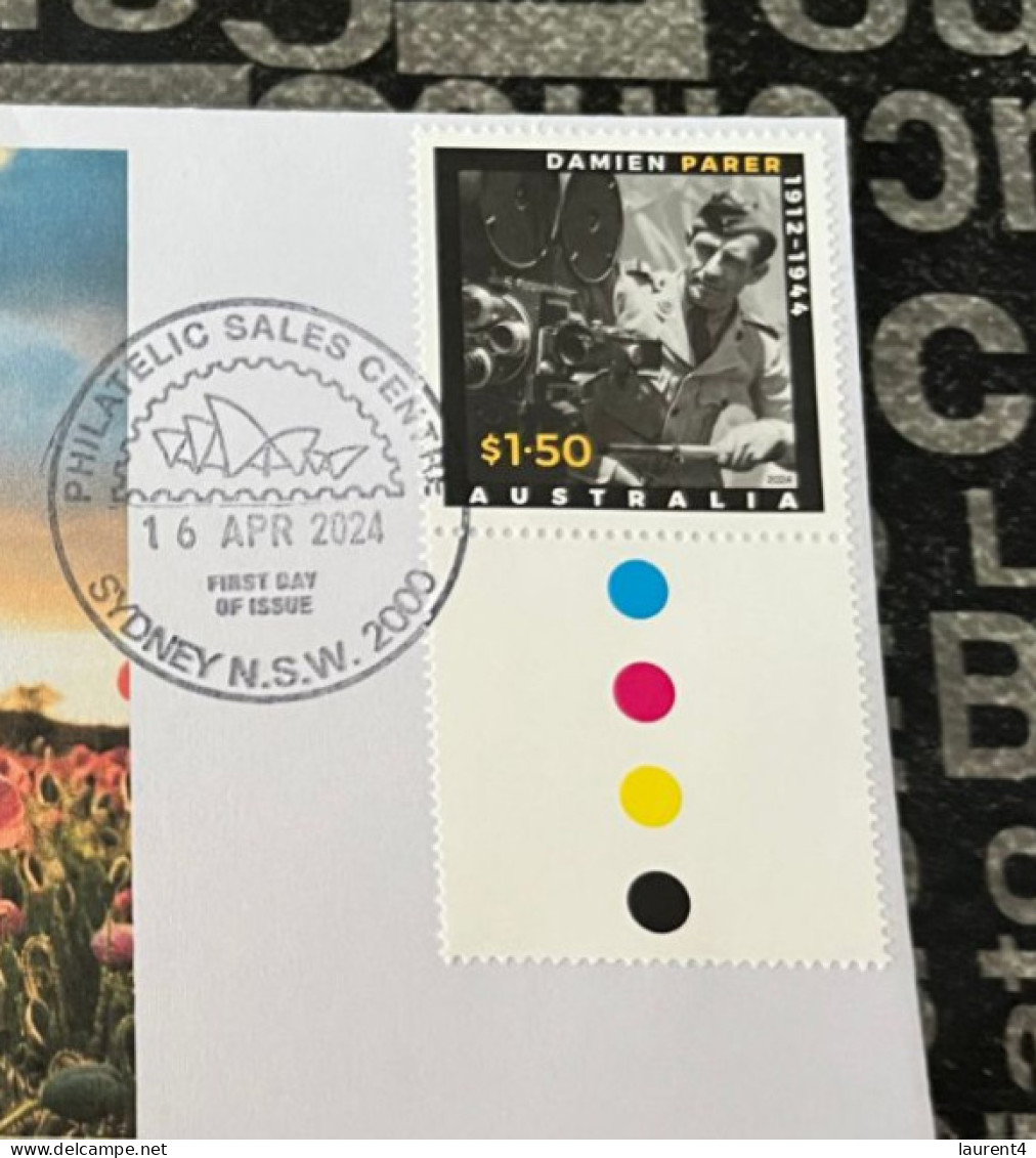 16-4-2024 (4 X 22) Australia ANZAC 2024 - New Stamp Issued 16-4-2024 (on Cover With Gutter) - Covers & Documents