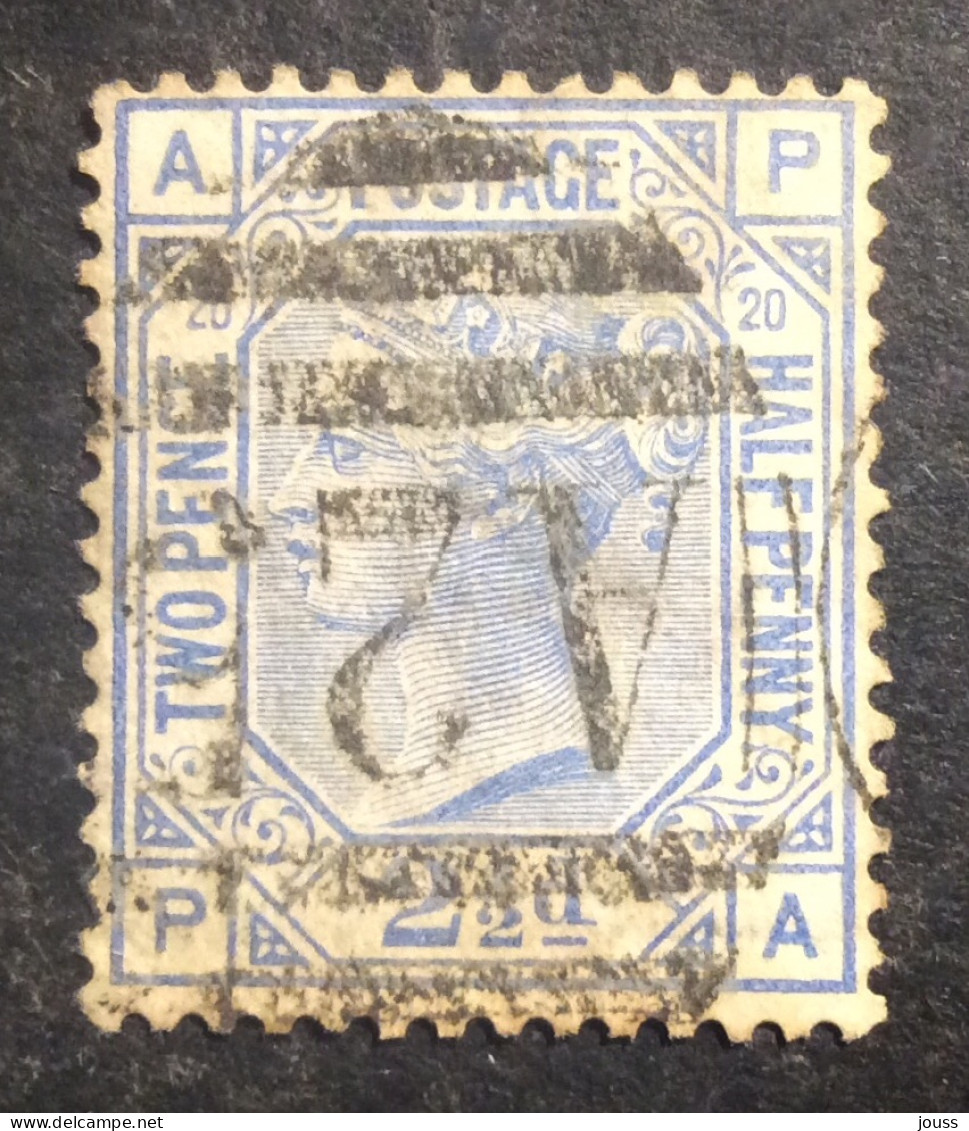 GB50 Victoria 2 1/2 Bleu Globe YT 57 Planche 20 Oblitéré - Used Stamps