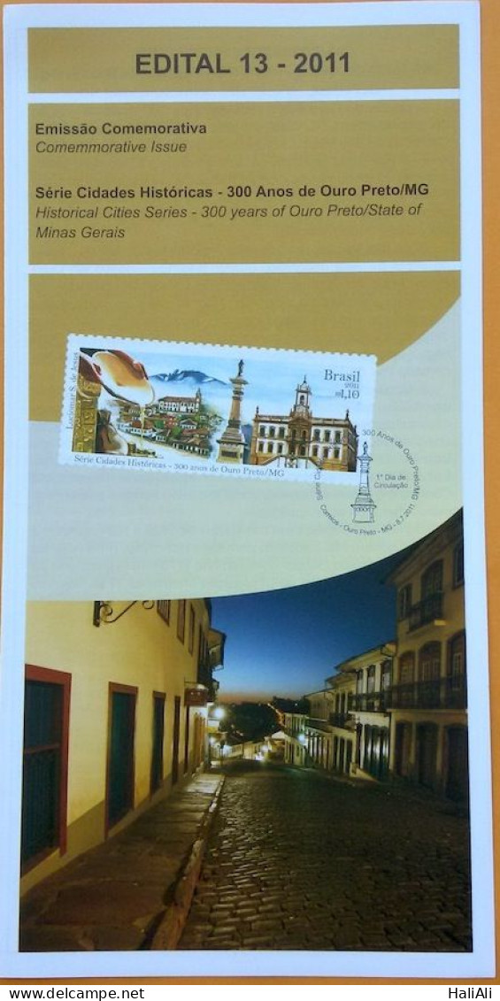 Brochure Brazil Edital 2011 13 Historic Cities Ouro Preto Without Stamp - Storia Postale
