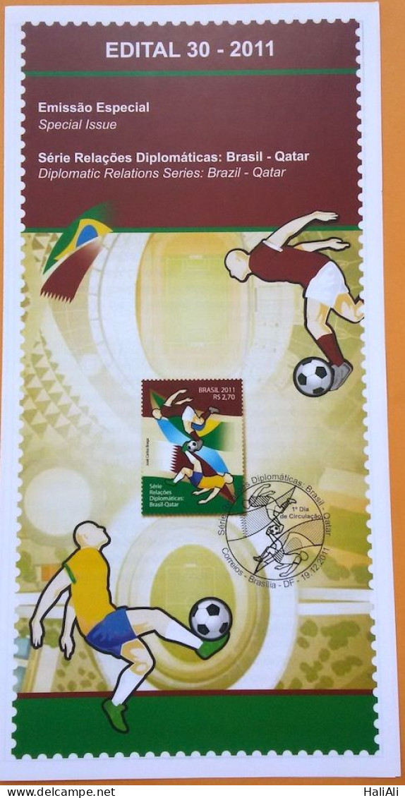 Brochure Brazil Edital 2011 30 Diplomatic Relations Football Qatar Without Stamp - Briefe U. Dokumente