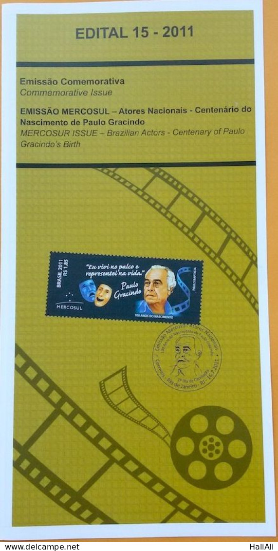 Brochure Brazil Edital 2011 15 Paulo Gracindo Actor Theater Art Without Stamp - Lettres & Documents