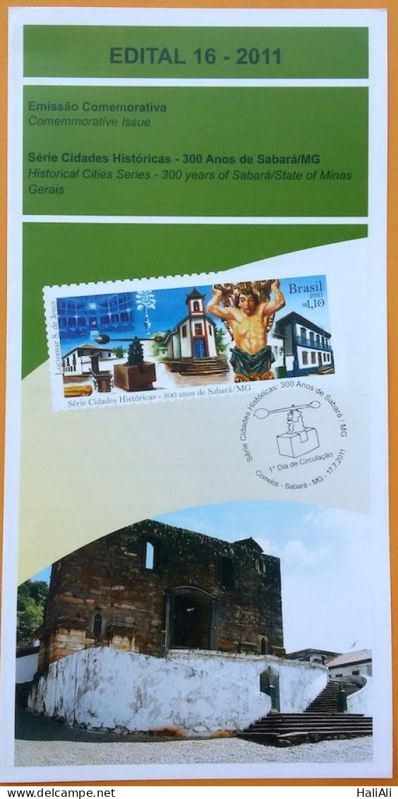 Brochure Brazil Edital 2011 16 Historic Cities Sabara Without Stamp - Storia Postale