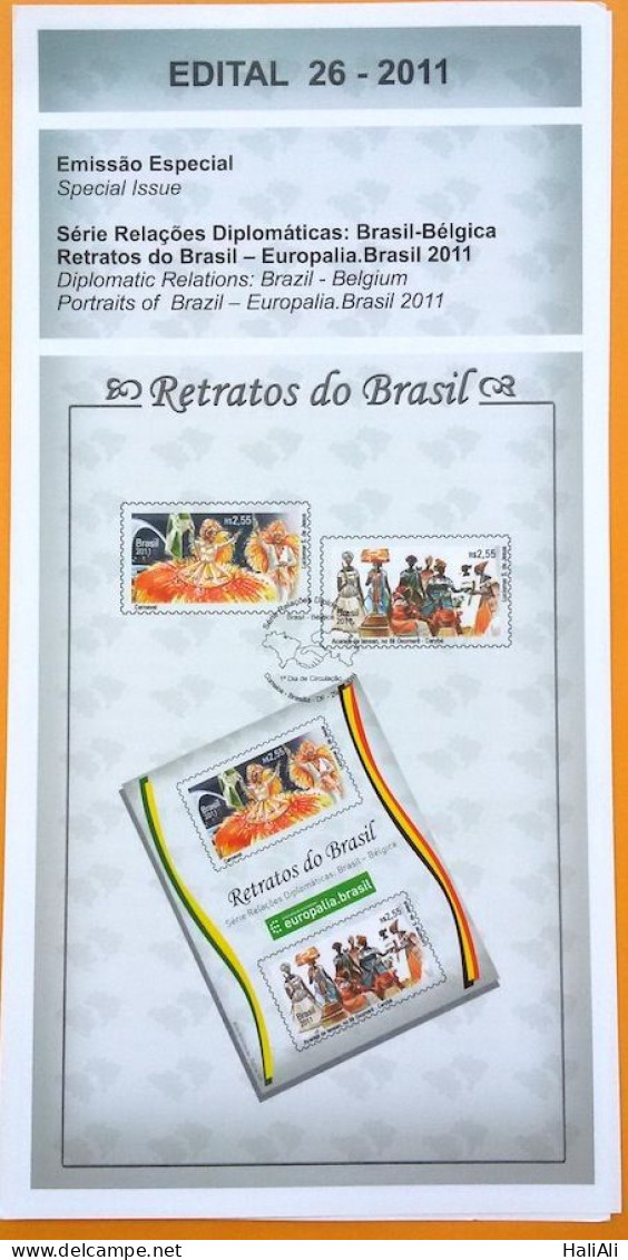 Brochure Brazil Edital 2011 26 Diplomatic Relations Carnival Belgica Without Stamp - Lettres & Documents