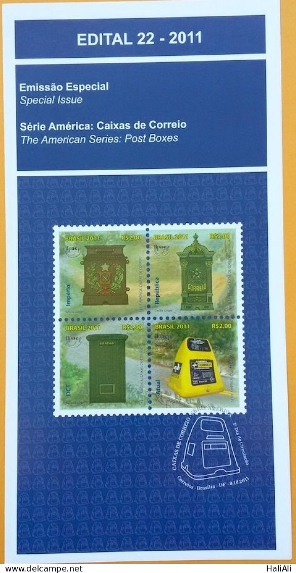 Brochure Brazil Edital 2011 22 Mailboxes Postal Service Without Stamp - Covers & Documents