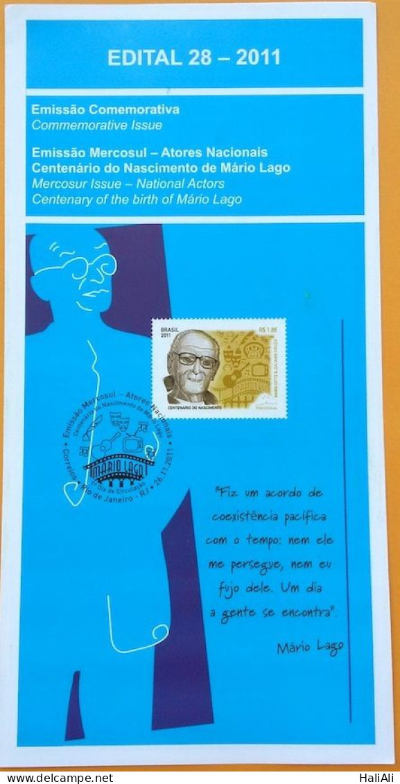Brochure Brazil Edital 2011 28 Mario Lago Actor Art Theater Without Stamp - Lettres & Documents