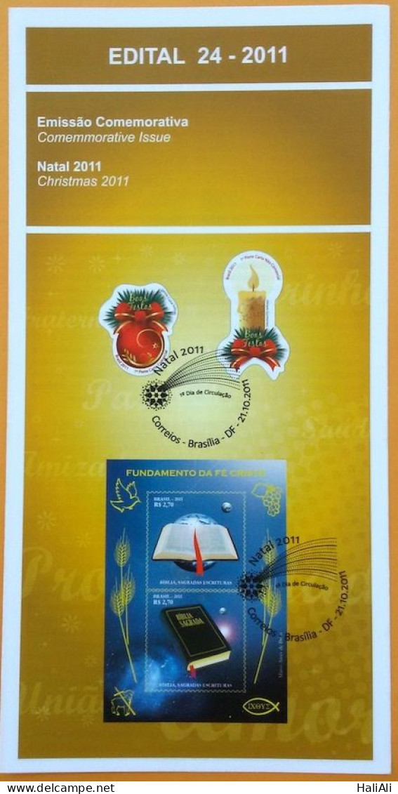 Brochure Brazil Edital 2011 24 Christmas Religion Without Stamp - Lettres & Documents