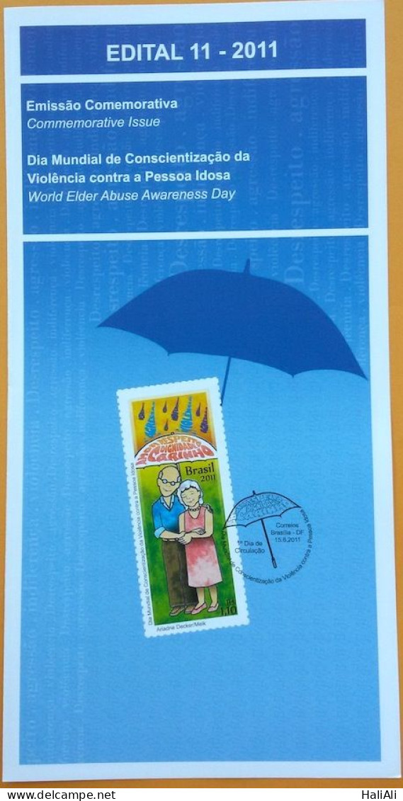 Brochure Brazil Edital 2011 11 Raising Awareness Of Violence Against Elderly Persons Without Stamp - Covers & Documents