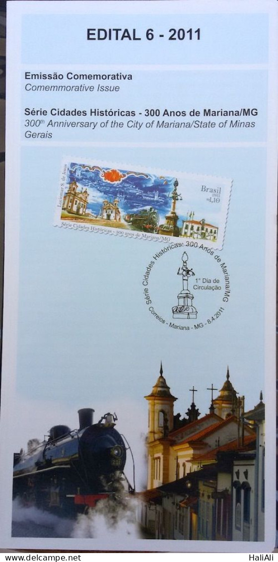 Brochure Brazil Edital 2011 06 Historic Cities Mariana MG Without Stamp - Covers & Documents
