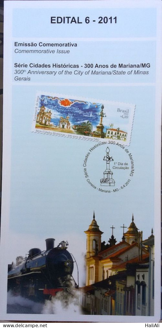 Brochure Brazil Edital 2011 06 Historic Cities Mariana MG Without Stamp - Brieven En Documenten