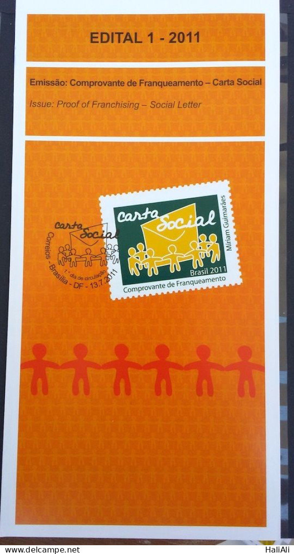 Brochure Brazil Edital 2011 01 Social Letter Postal Service Without Stamp - Covers & Documents