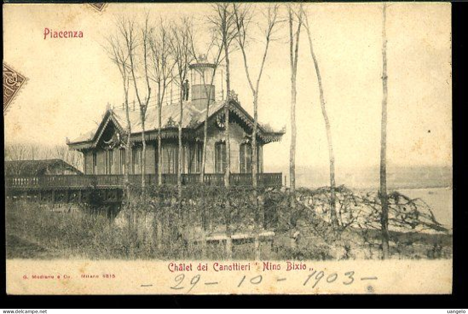 %1305 PIACENZA - CHALET DEI CANOTTIERI " NINO BIXIO"  ( RETRO INDIVISO 1903 ) - Piacenza