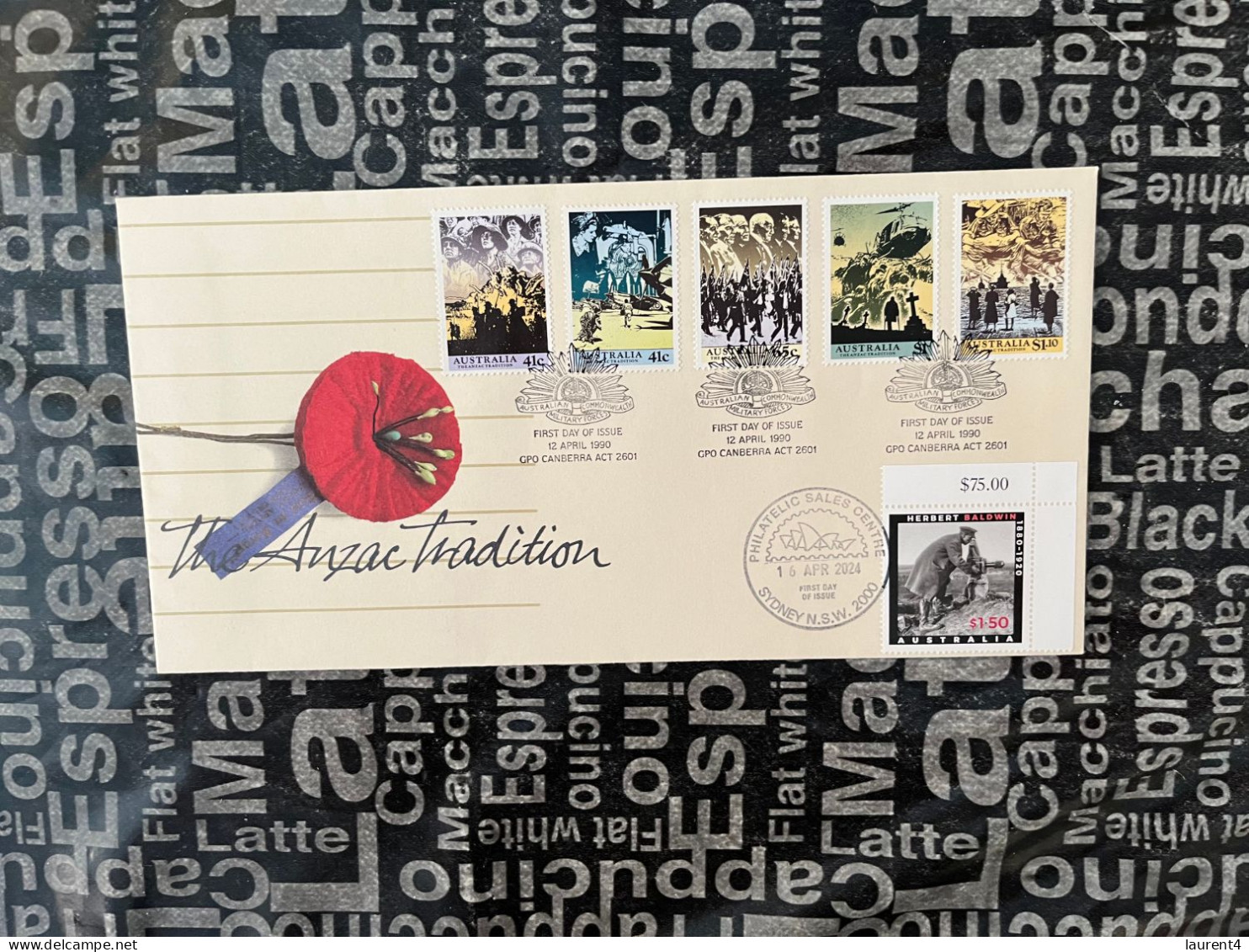 16-4-2024 (4 X 22) Australia ANZAC 2024 - New Stamp Issued 16-4-2024 (on 1990 Over-printed Cover) - Ersttagsbelege (FDC)