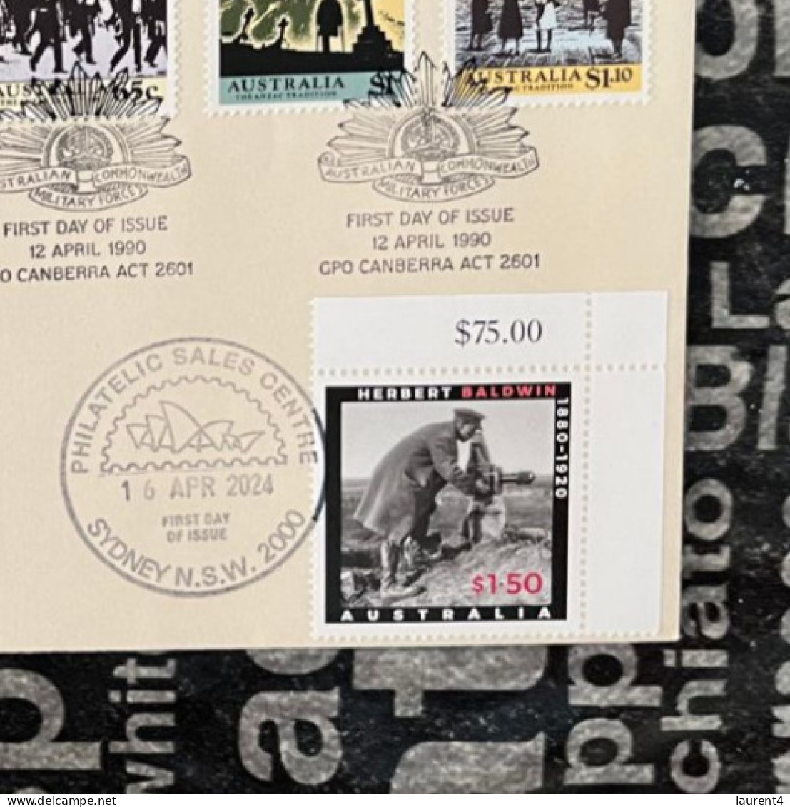 16-4-2024 (4 X 22) Australia ANZAC 2024 - New Stamp Issued 16-4-2024 (on 1990 Over-printed Cover) - Sobre Primer Día (FDC)