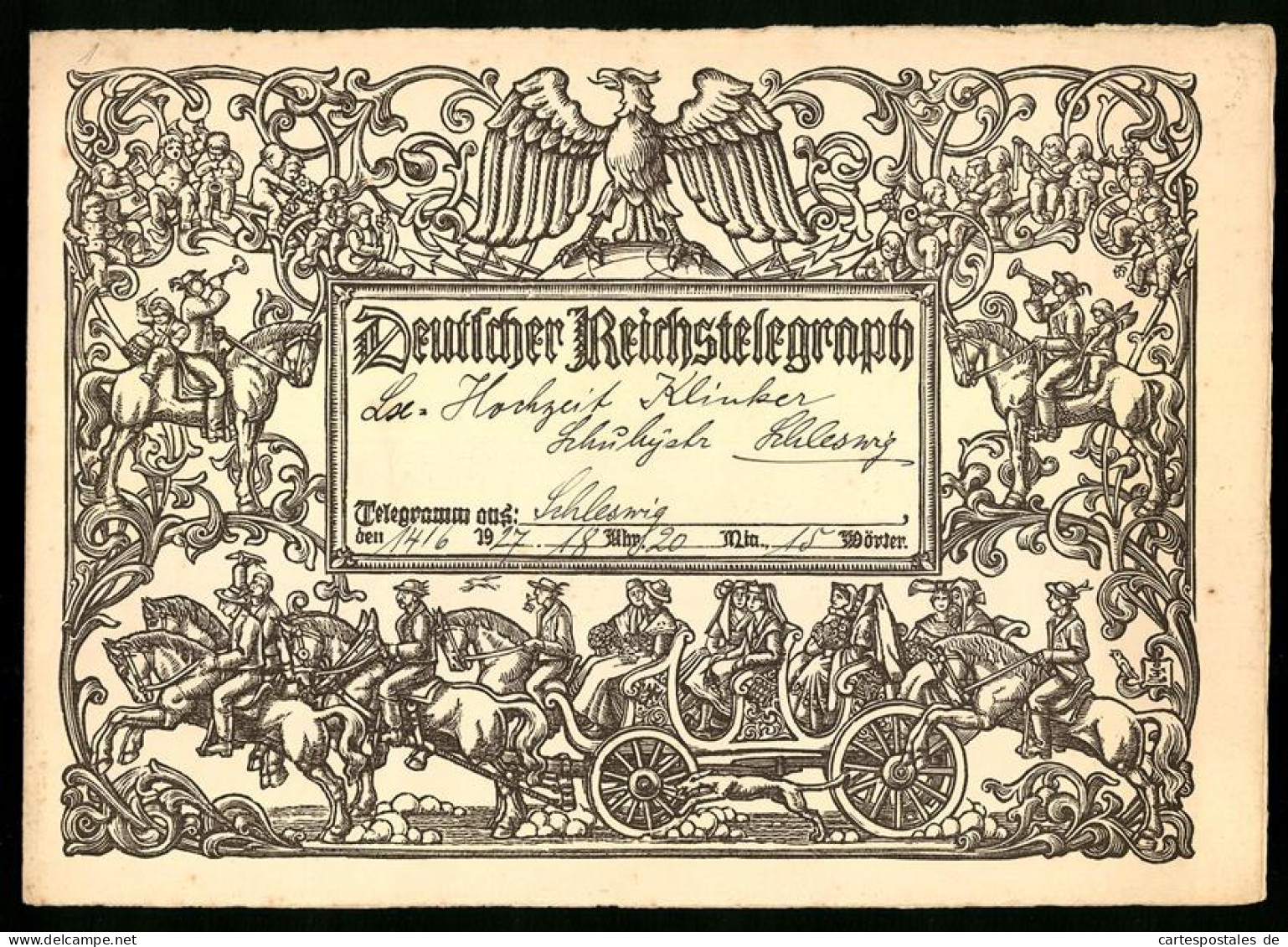 Telegramm Deutscher Reichstelegraph, 1927, Trachtenumzug Und Reichsadler, Entwurf: Erich Feyerabend  - Ohne Zuordnung