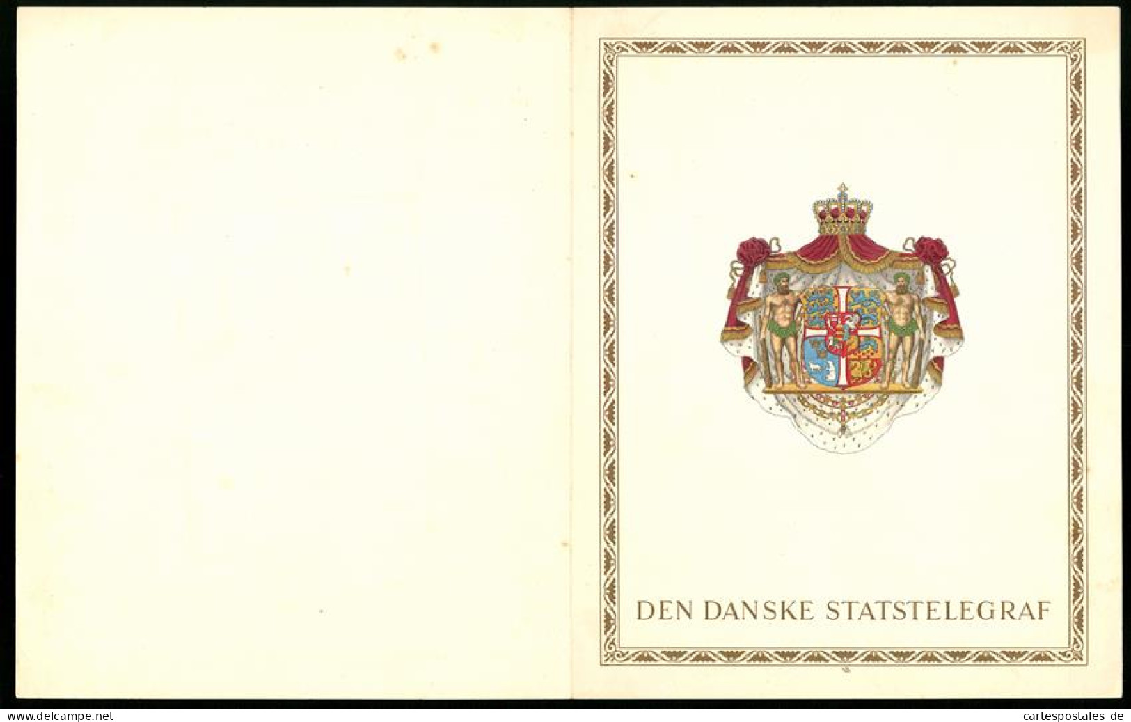 Telegramm Den Danske Statstelegraf, 1953, Wappen Mit Königskrone Von Keulenträgern Flankiert  - Ohne Zuordnung