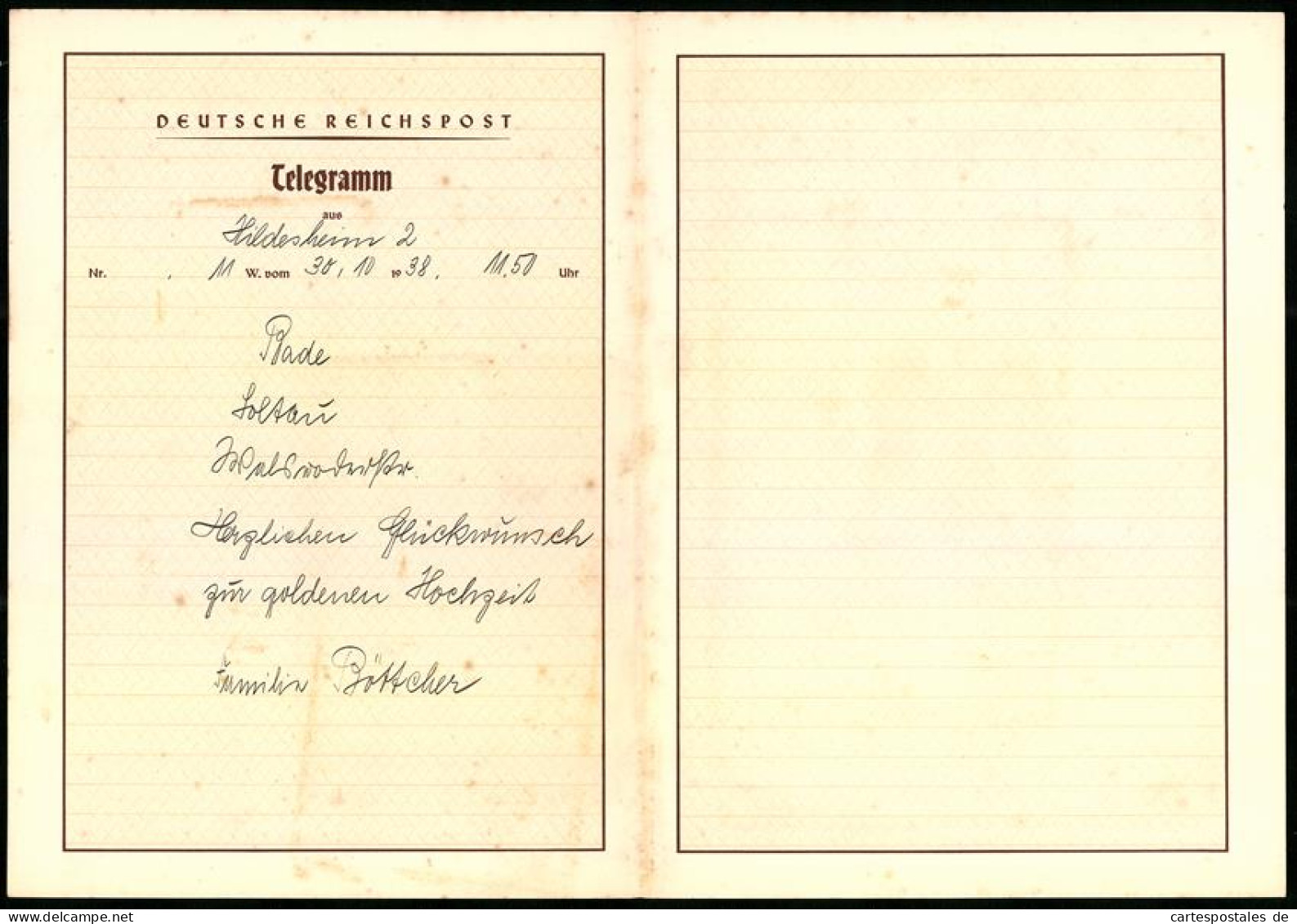 Telegramm Deutsche Reichspost, 1938, Fabelwesen, Elfen - Hochzeit, Putten, Zwerg & Kobold Orchester, Amor Mit Pfeilen  - Ohne Zuordnung