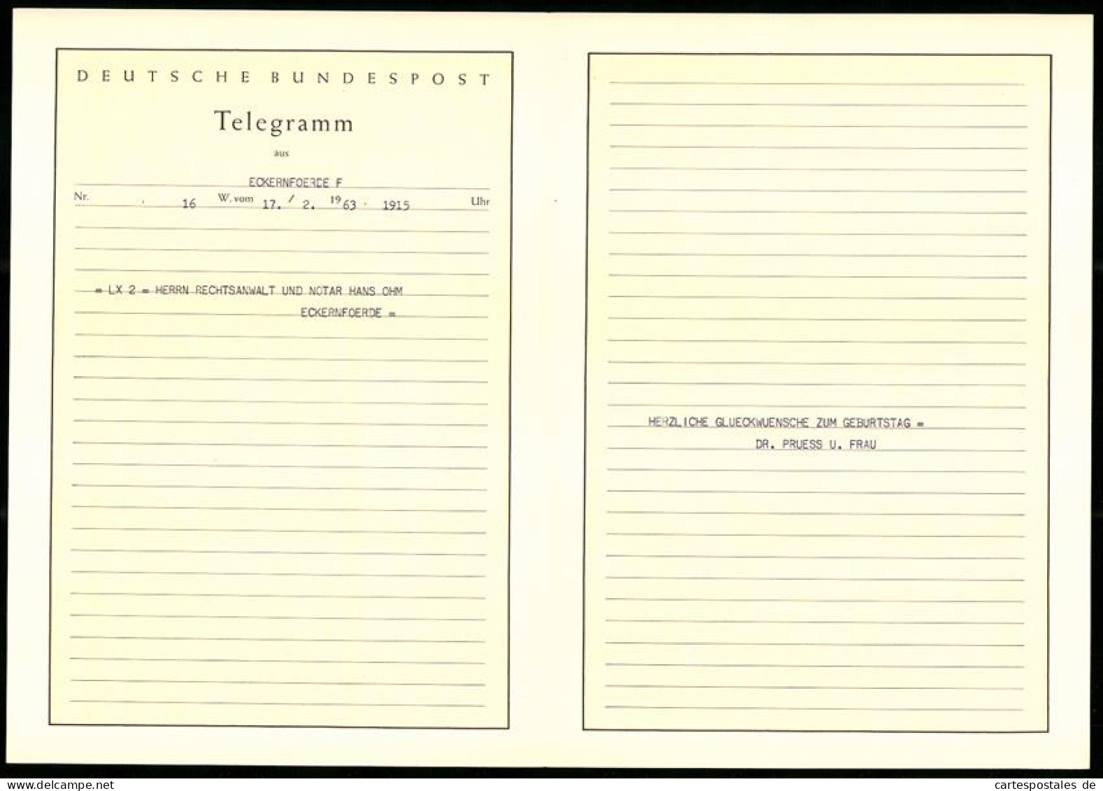 Telegramm Deutsche Bundespost, 1963, Schreibfeder & Tulpen, Blumenvase Von Putten Flankiert  - Unclassified