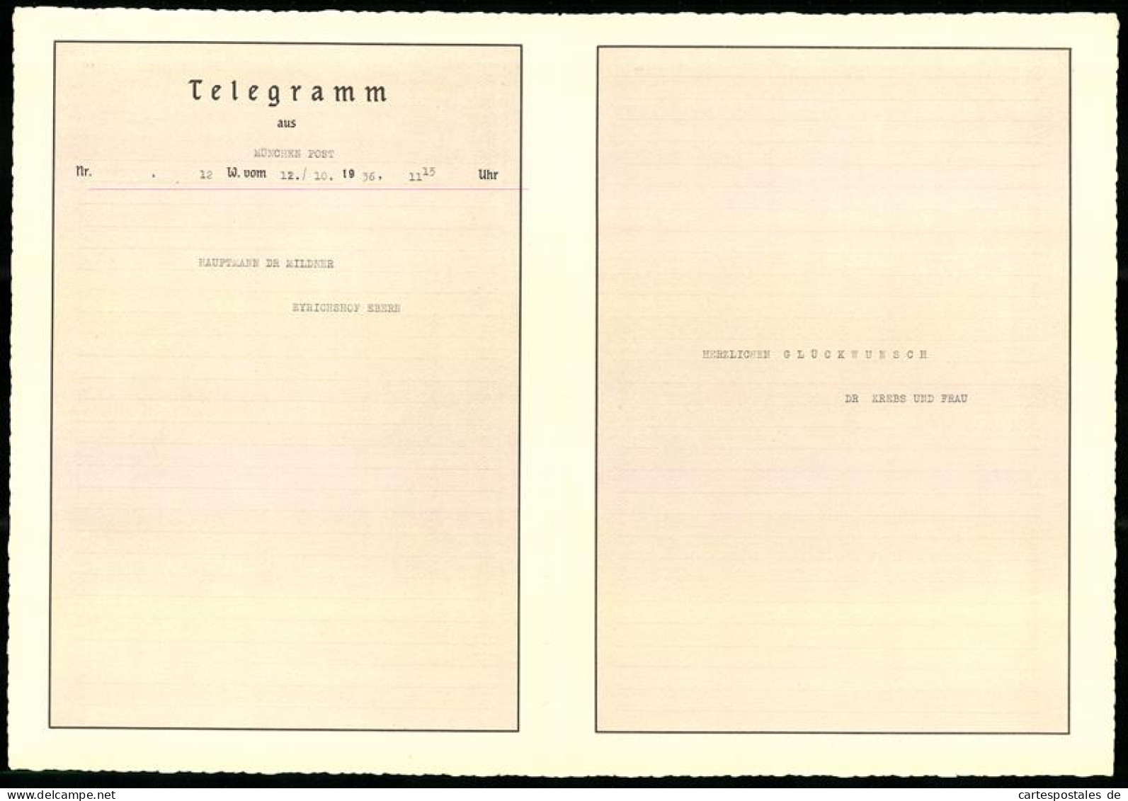 Telegramm Deutsche Reichspost, 1936, Reichsadler, Flusslauf In Idyllischer Naturlandschaft  - Ohne Zuordnung