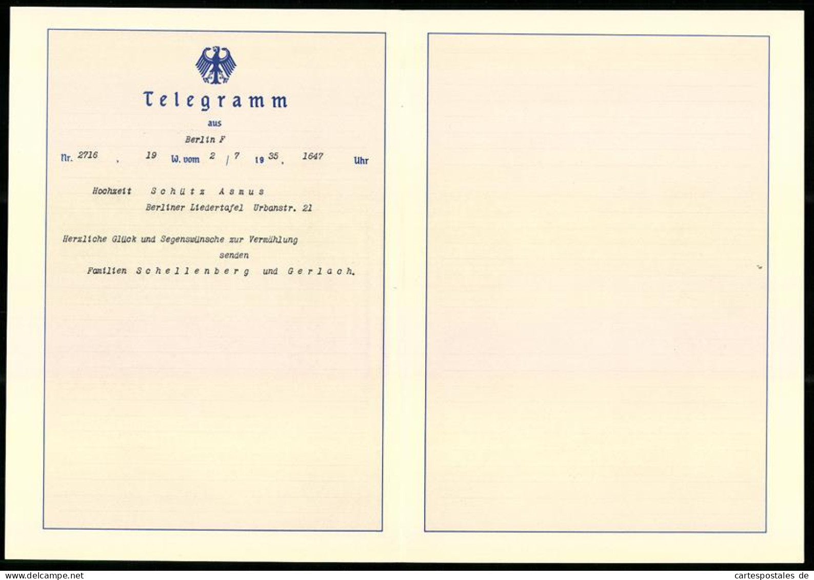 Telegramm Deutsche Reichspost, 193, Alpenwiese Gegen Bergmassiv, Blumenkranz Aus Alpenblumen, Entwurf: Carl Reiser  - Non Classés