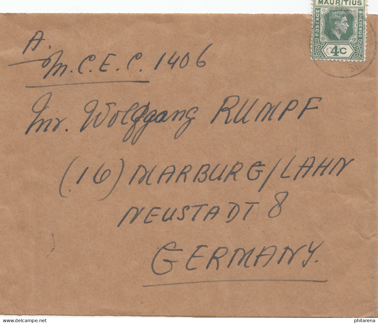 Mauritius: Letter To Marburg - Mauricio (1968-...)