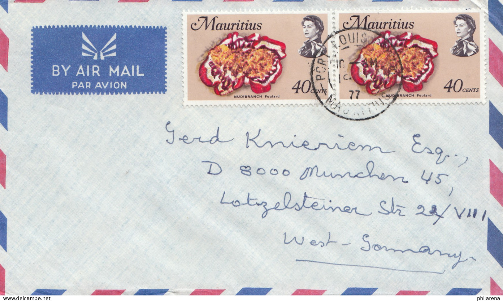 Mauritius: 1977: Air Mail To München - Maurice (1968-...)