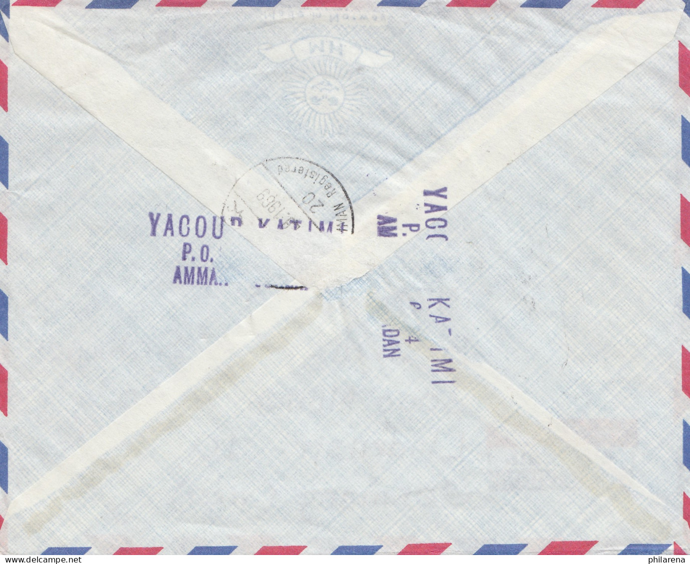 Jordan: 1969: Registered Air Mail From Amman To München, Jewlery - Giordania